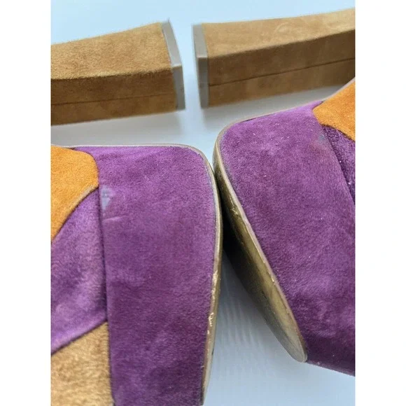 Steve Madden Gaayle Brown Leather Suede Ultra High Heel Peep Toe Pumps Size 6.5 - Picture 9 of 11